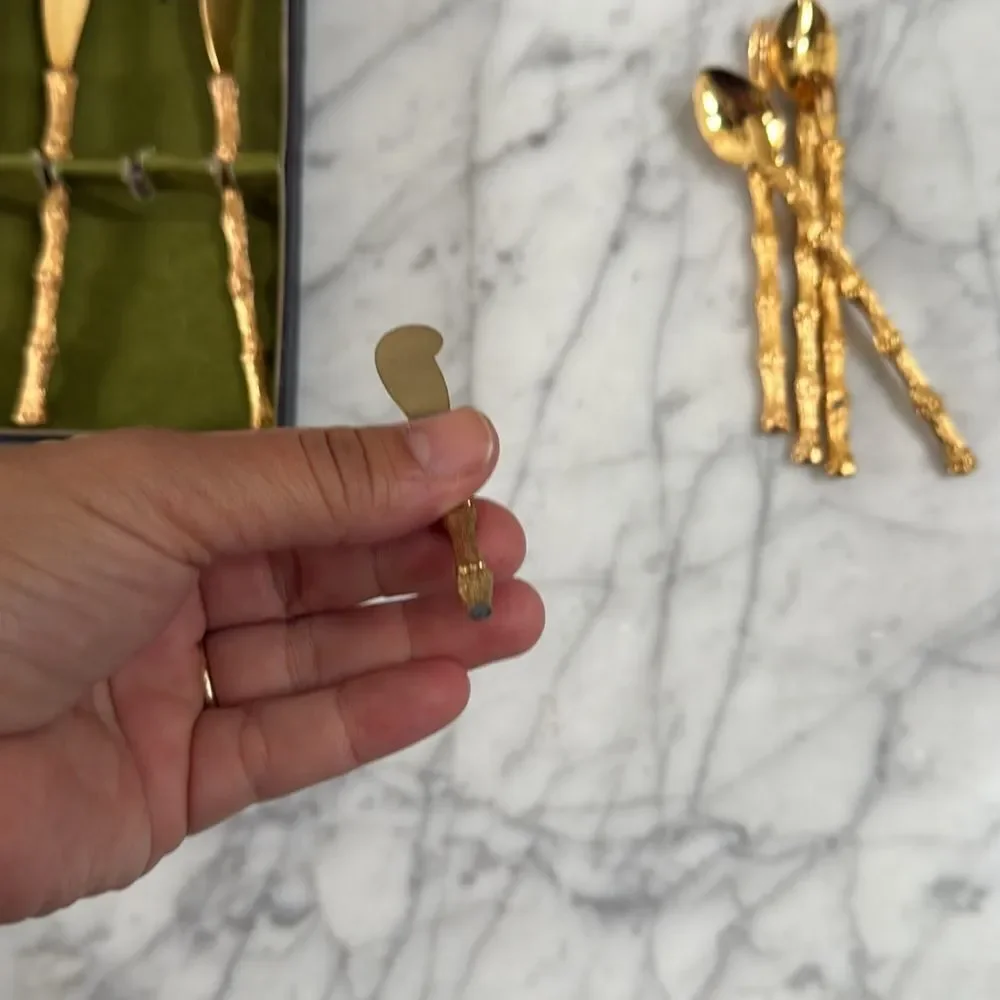 1950s Gold 24K Plated H'ordourvers Appetizer Cocktail Forks- Set of 10